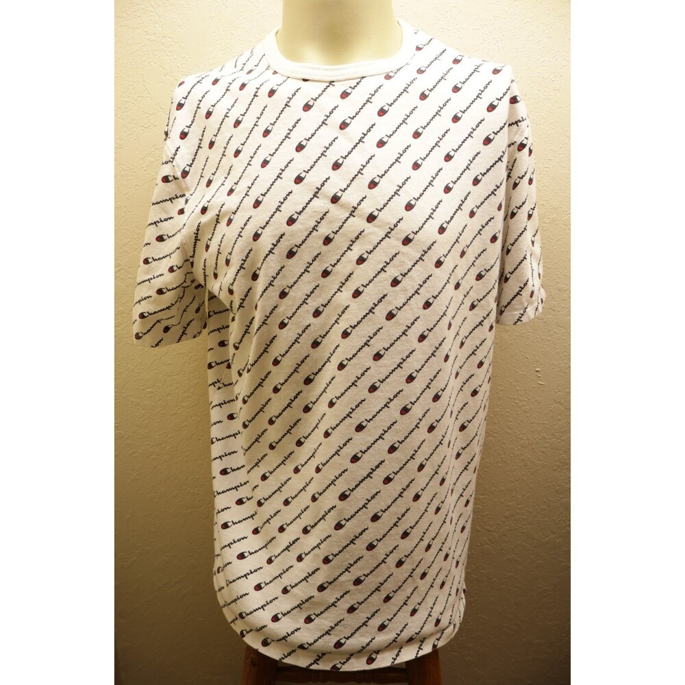 Champion White Graphic Logo Print Short Sleeve Crew Neck T-Shirt XL Excellent